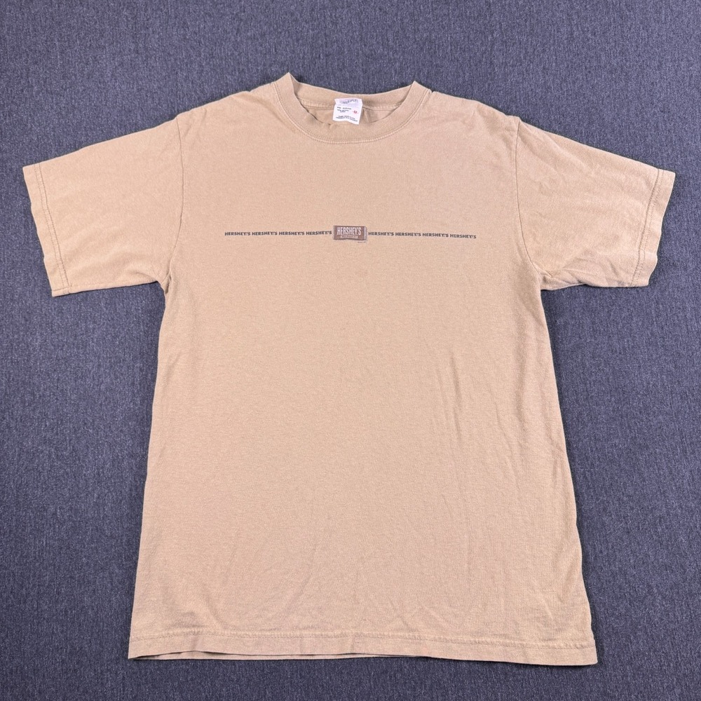 Anvil Hersheys Milk Chocolate Graphic Crew Neck T-Shirt Mens M Beige Cotton